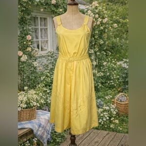 Vintage 1980s Retro 1950s Style Joseph Ribkoff Yellow Day Dress